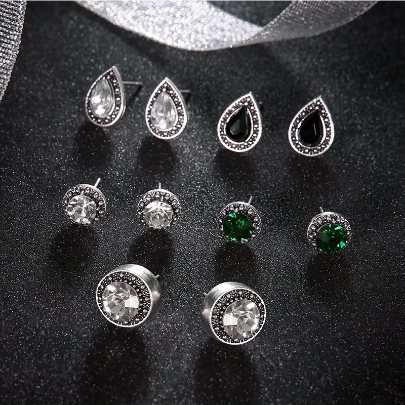 Модные женские серьги Boho ослепительный синий белый черные сережки со стразами