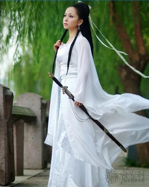 Женский сексуальный костюм Hanfu, костюмы Феи древнего китайского дракона, качественная шифоновая одежда для косплея