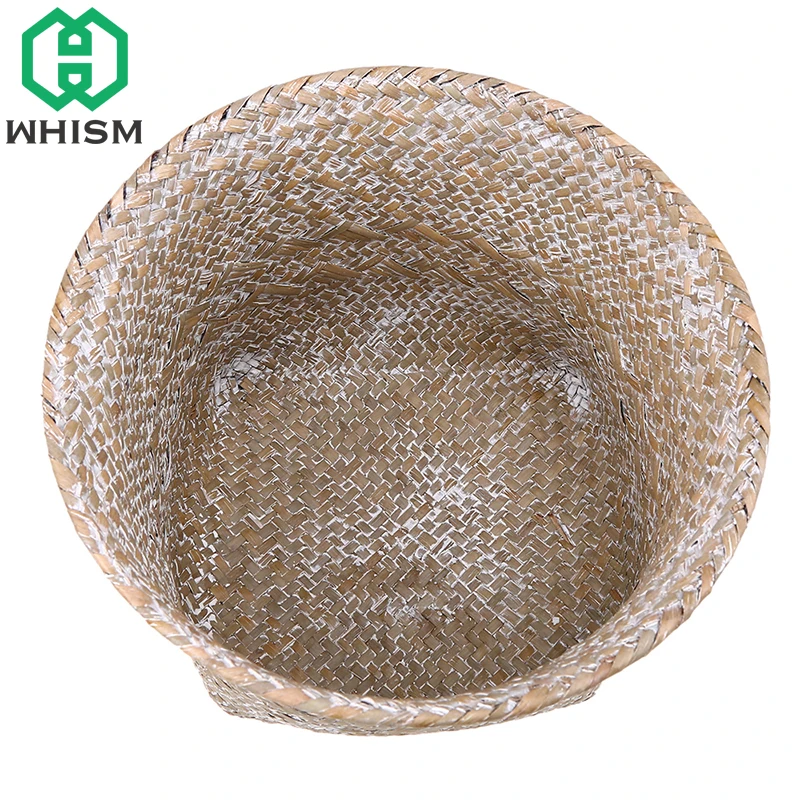 WHISM Seagrass ротанговый ящик для хранения корзин плетеное кашпо для цветов ручной работы соломенный макияж Органайзер из ткани для сада ящик Настольный ящик для хранения