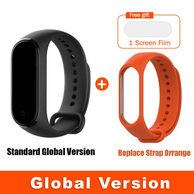 Глобальная версия опционально Xiaomi Mi Band 4 умный Браслет Пульс фитнес 135 мАч цветной экран Bluetooth 5,0 водонепроницаемый - Цвет: Global Orange Strap