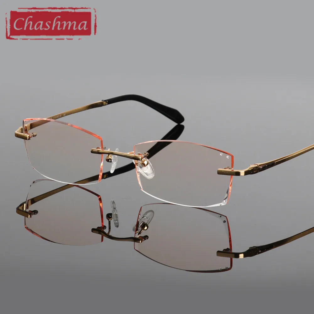 Бренд Chashma стекло для глаз чистый титан без оправы es тонированные линзы мужские