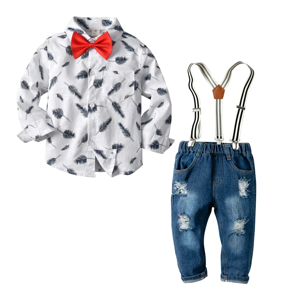 2019 Весенняя Новинка для маленьких мальчиков комплект джентльмена с длинными