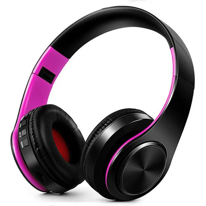 V5.0 rose red black 5,0 Bluetooth наушники HIFI сильные басы стерео беспроводные наушники игровая гарнитура с микрофоном/TF картой/FM для телефона планшета громкой связи - Цвет: V5.0 rose red black
