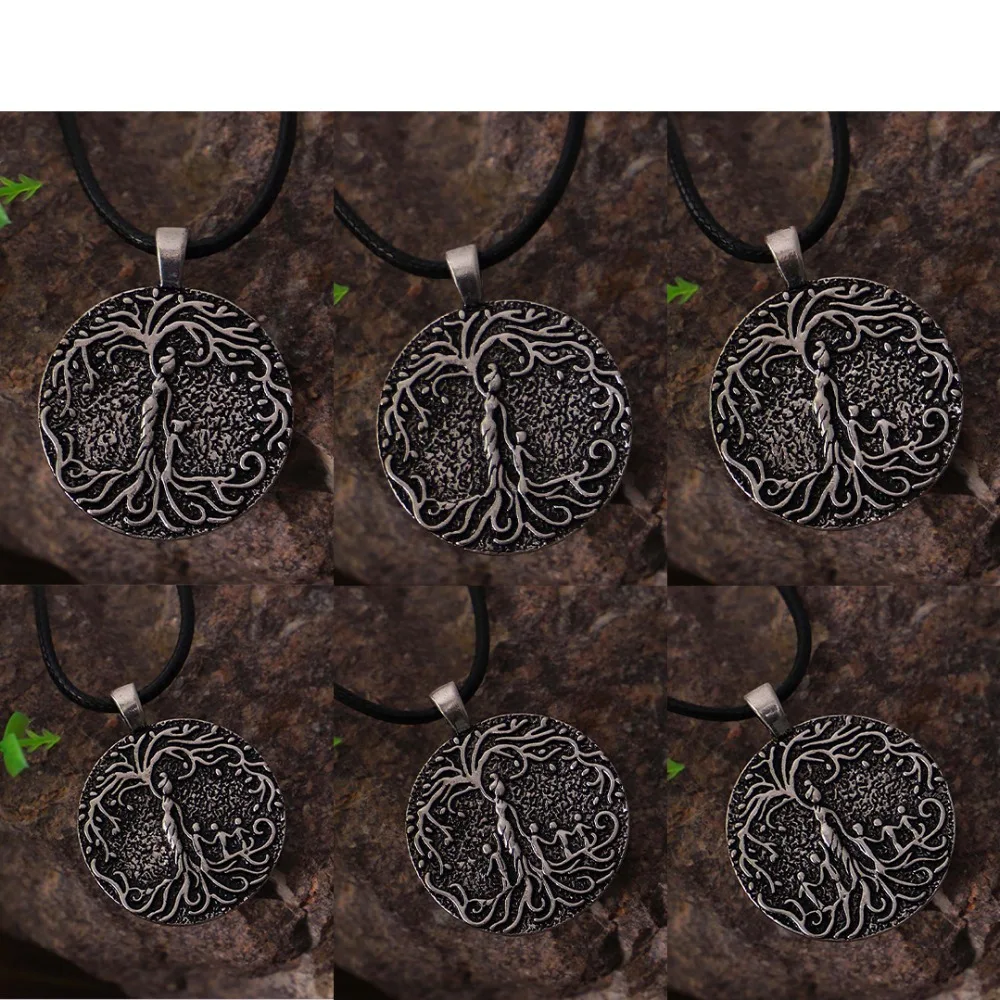 Двухстороннее резное ожерелье с изображением семейного дерева жизни для мамы и