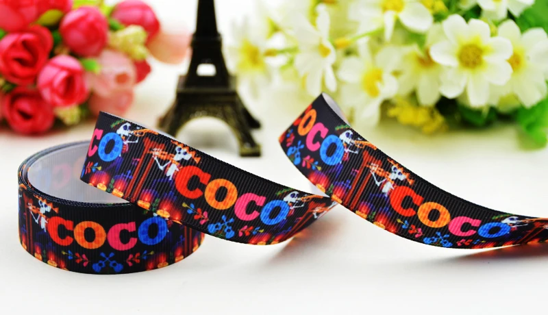 7/8'' 22mm 1&quot 25mm 1-1/2&quot 38mm 3&quot 75mm COCO Movie Cartoon Character printed Grosgrain Ribbon party decoration 10 Yards X-01951 |