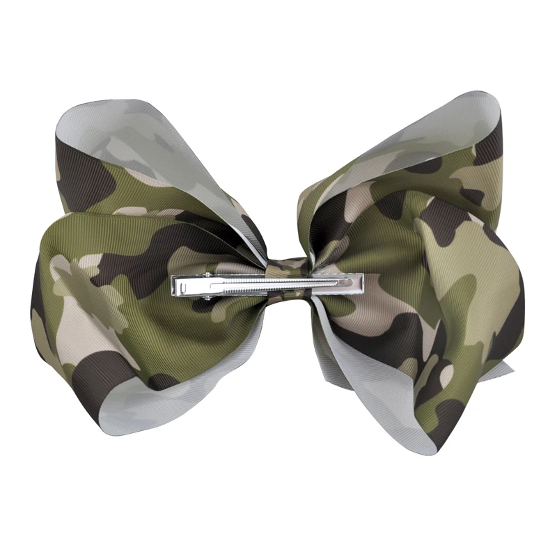 8 дюймов новейшие цветные радужные камуфляжные банты для волос блестящие стразы