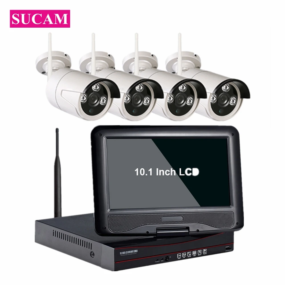 SUCAM 4CH HDMI NVR комплект беспроводной системы видеонаблюдения 10 1 дюймов экран 720 P ИК