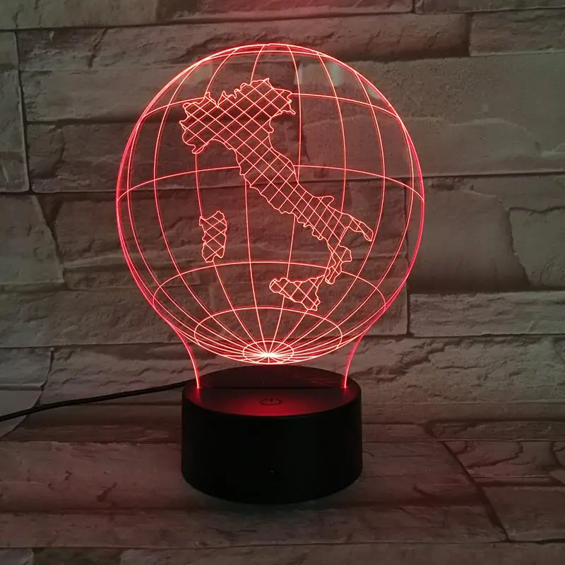 Италия карта земли 3D лампа ночсветильник светодиодная многоцветная вспышка