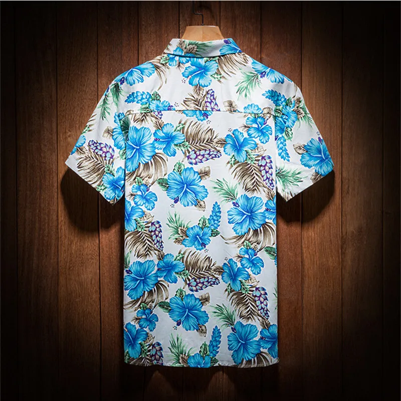 

Summer Man Causal Beach Hawaiian Shirt Short Sleeeve 2019 Floral Plus Size Fashion Shirt