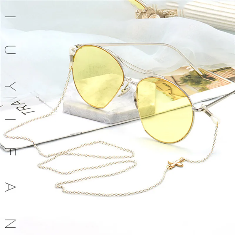KLASSNUM Chic четырехлистный цветок бисера очки цепь для женщин мужчин металлический