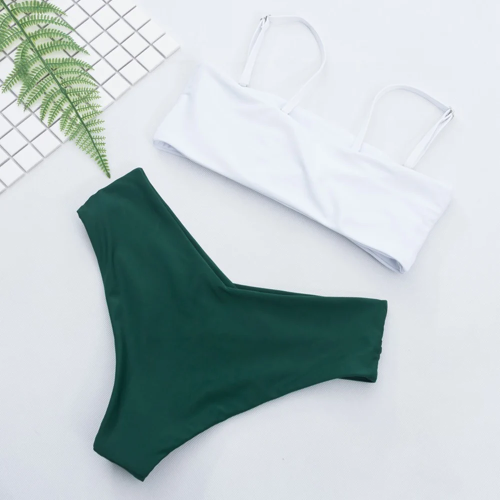 Женский купальник-бандо однотонный купальник-бикини купальный костюм Maillot 2019 |