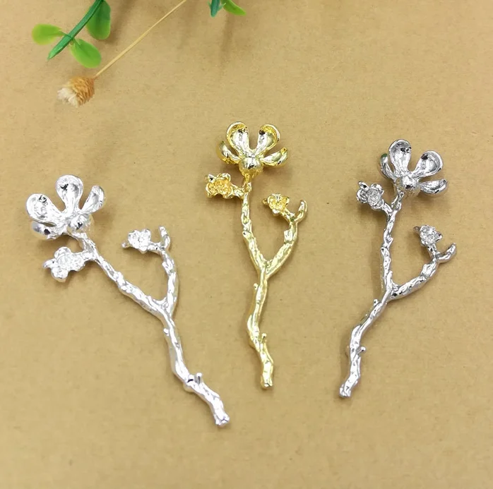 

60pcs/lot 22*58mm Mixed color Alloy material Big Flower Branch for Head Charms for DIY Wedding Jewelry Findings Making Wholesale