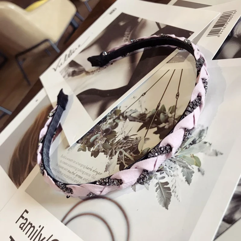 

New boutique hair accessories Korean hand-engraved twist braid thin-brimmed headbands hairbands for women diamond hair band hoop