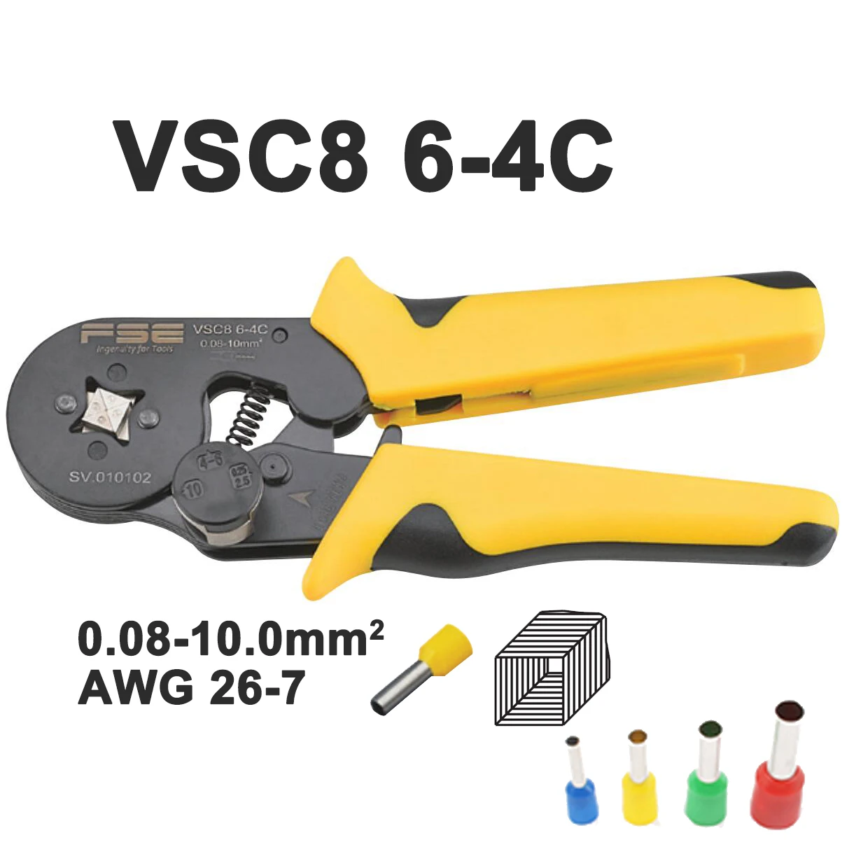 Обжимные плоскогубцы VSC8 10-6A 6-4C VSC9 16-4A 0,08-16mm2 26-5AWG для трубки тип иглы терминал ручные регулируемые инструменты - Цвет: VSC8 6-4C