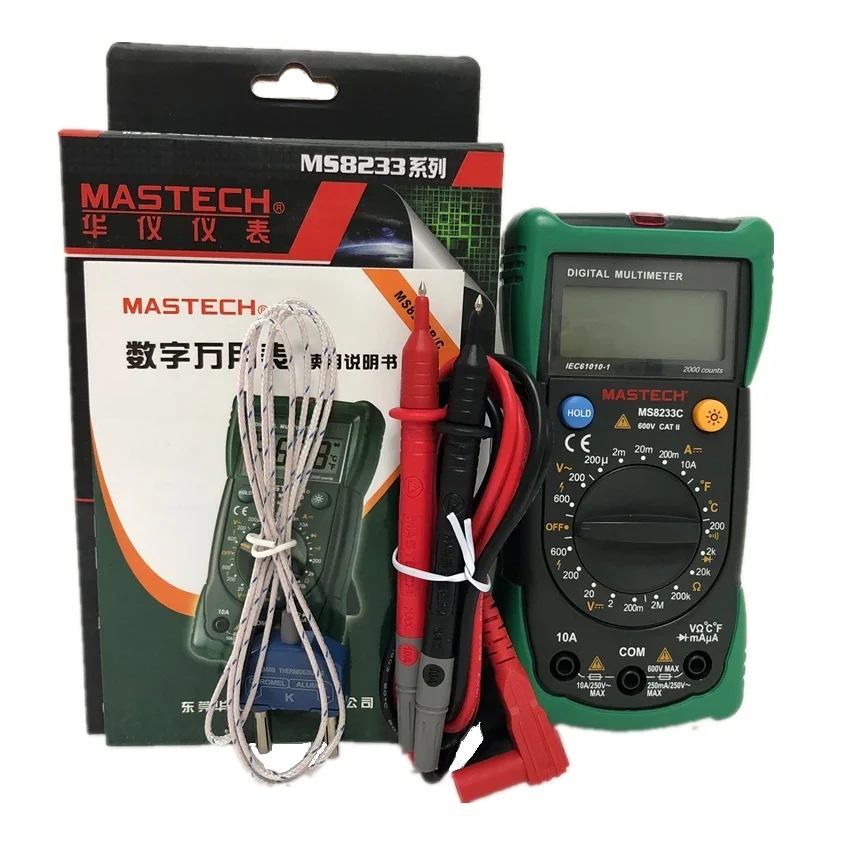 MASTECH MS8233C Цифровой бесконтактный мультиметр AC DC Напряжение Ток емкость температура тестер DMM детектор