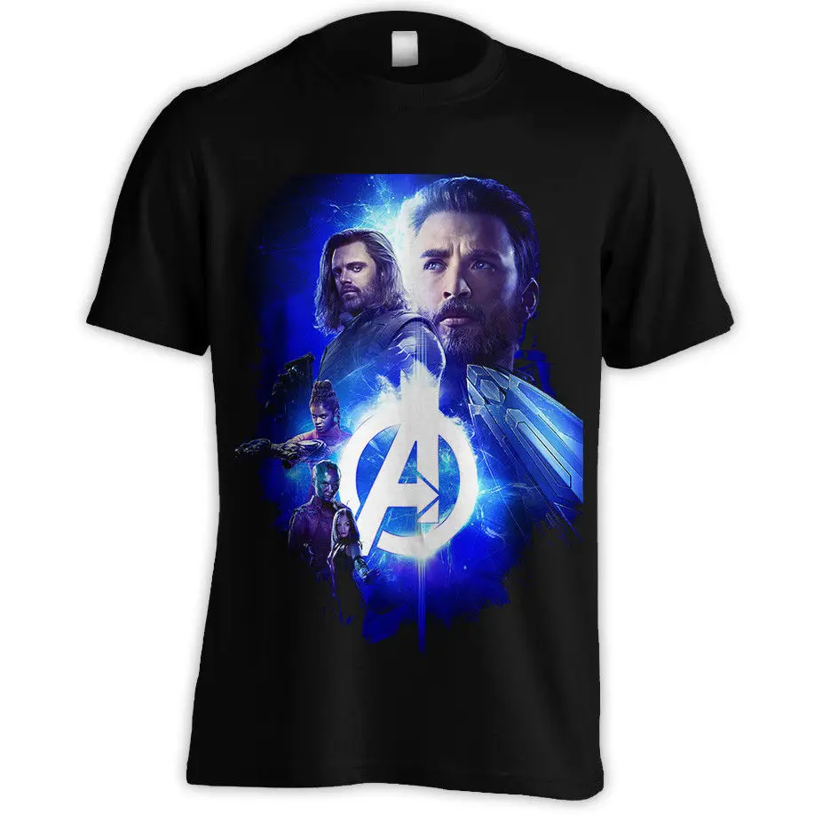 Мстители Бесконечность войны Синий постер футболка Капитан Америка BUCKY SHURI [AV2583]