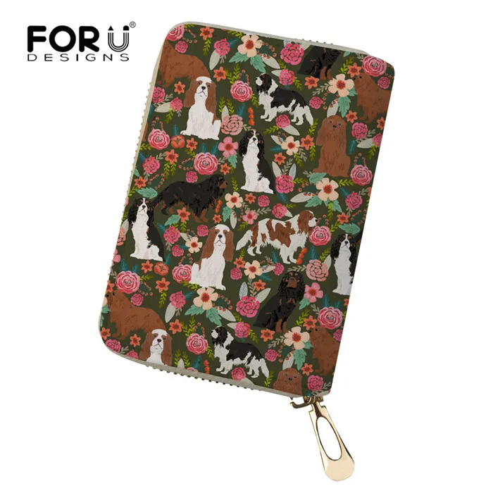 Y4019Z5 FORUDESIGNS кавалер King Charles Spaniel цветочный держатель для кредитных карт из искусственной кожи 18 бит женский бумажник для визиток чехол для путешествий - Цвет: Y4019Z5