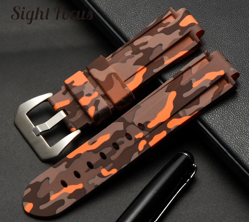 24x16mm Camouflage Rubber Watch Bands for TIMEX High Tide T2N720 T49859 Replacement Straps Men Wristband Bracelet Reloj Hombre | Наручные