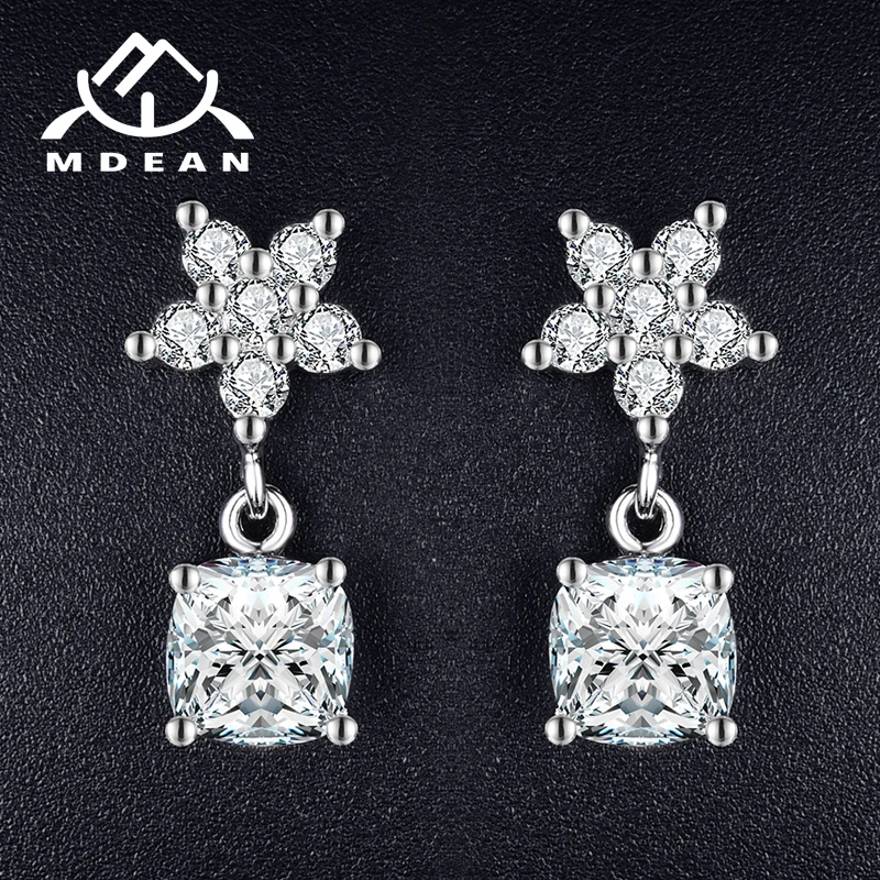 Женские серьги-гвоздики MDEAN из белого золота ювелирные изделия в виде звезд ААА с