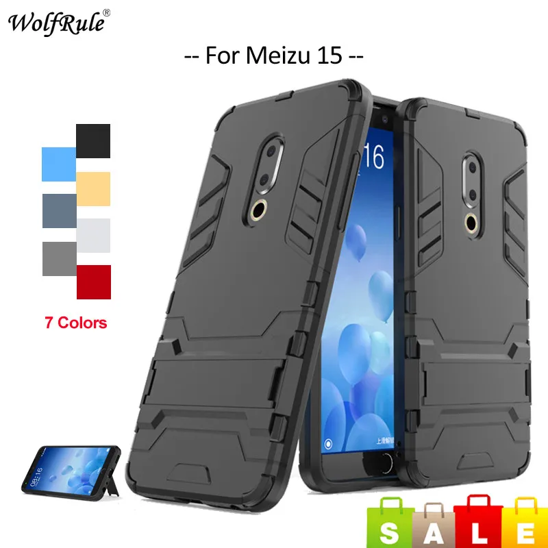 For Fitted Cases Meizu 15 Case WolfRule Silicone &amp PC Holder Bumper Housings Phone Cover Shell 5.46'' |
