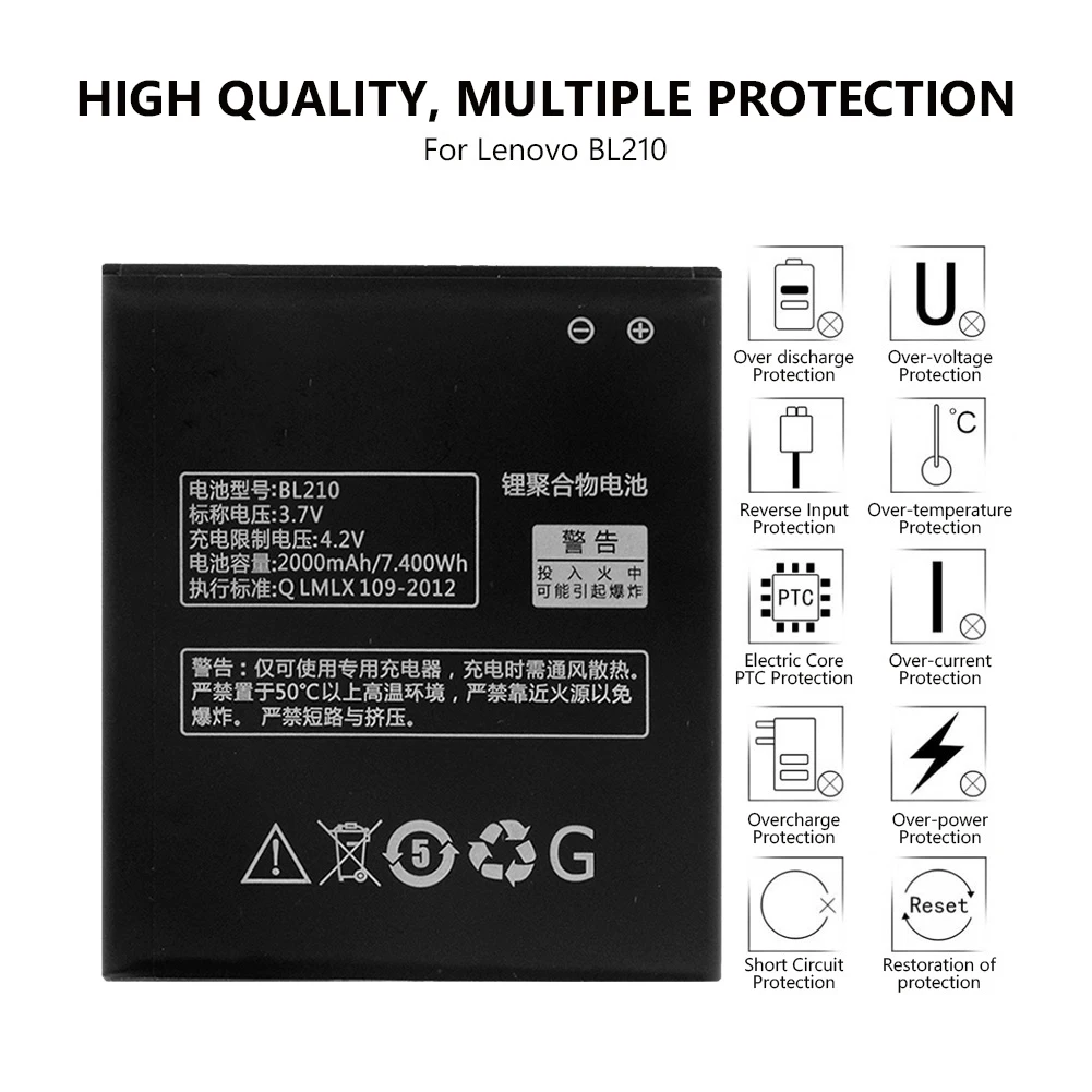 2000 мАч аккумулятор для телефона BL210 lenovo S820 S820E S650 S658T A606 A536 A828T мобильного