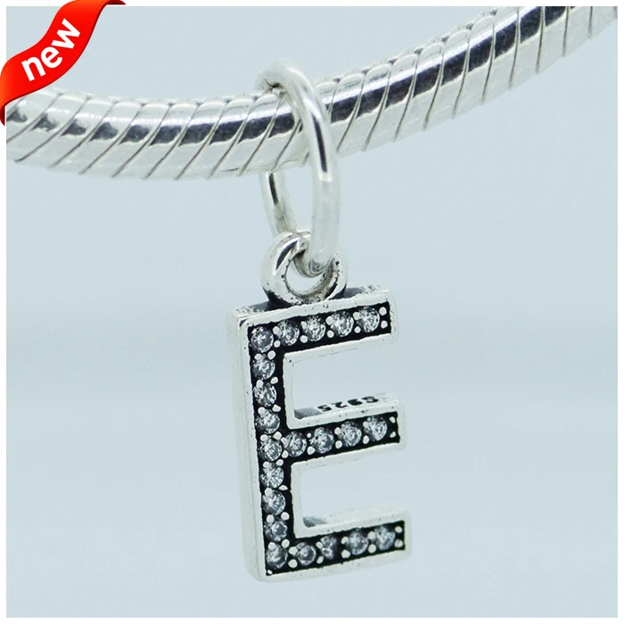 

Fits Pandora Charms Bracelet DIY Beads Letter E Dangle with Cubic Zirconia Authentic 925 Sterling Silver Jewelry Wholesale