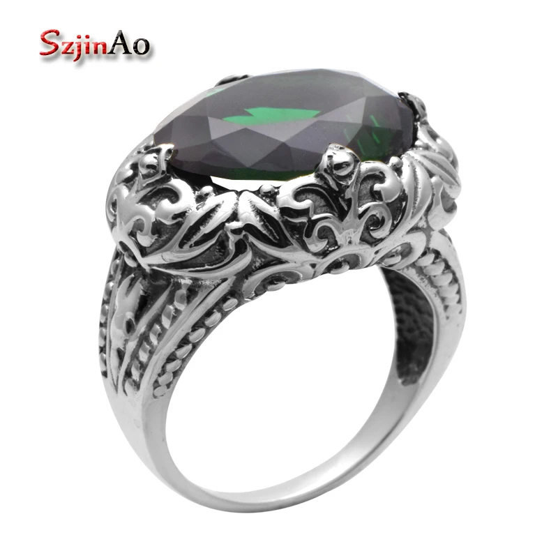 Женское кольцо из серебра 925 пробы с зеленым изумрудом|ring fashion|ring forrings for women |