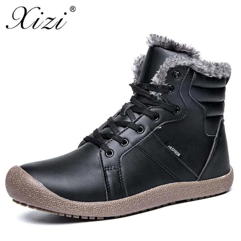 XIZI/модные мужские ботинки водонепроницаемые кожаные зимние сохраняющие тепло