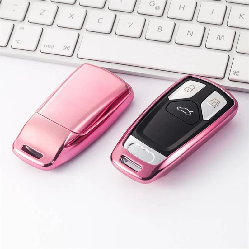 B-Pink Разноцветный чехол из мягкого ТПУ для защиты Автомобильный Брелок дистанционного управления с ключом чехол Чехол для Audi A4L A4 B9 Q5 Q7 TT TTS TFSI A5 S5 8S - Название цвета: B-Pink