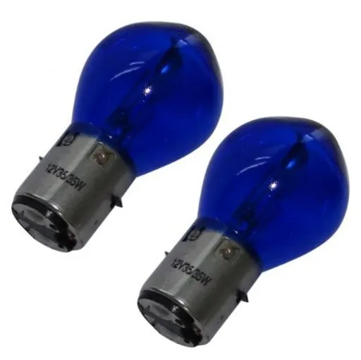 (2 pieces/pair) 12 Вольт 35/35 Вт галогенные Глава лампочка с BA20D база В 35 Вт/35 Синий Покрытие