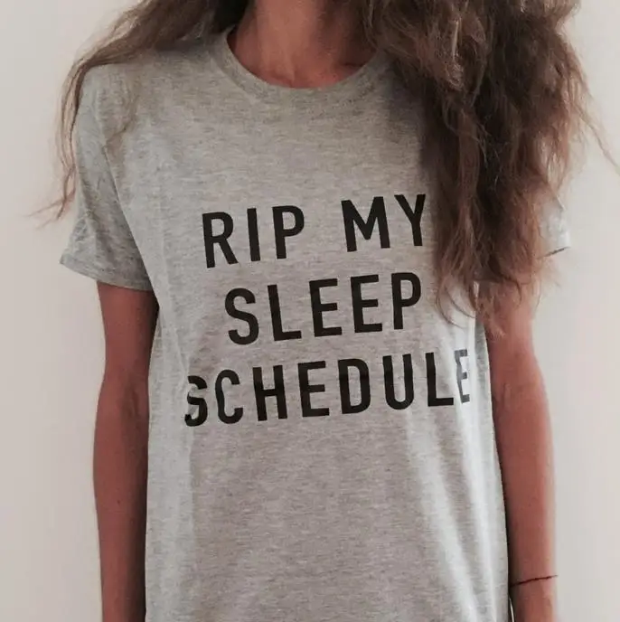 Женская футболка с принтом надписей RIP my sleep забавная хлопковая Повседневная для