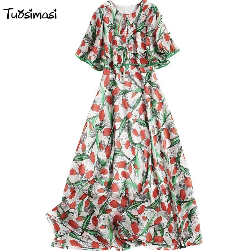 2018 весна лето богемный пляж шифона с цветочным принтом длинное платье (E073) |