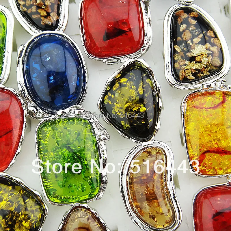 Женские и мужские винтажные кольца регулируемые разных цветов с янтарным