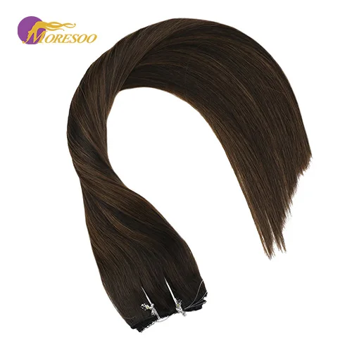 Moresoo Flip In Real Remy человеческие волосы для наращивания леска Halo невидимый скрытый секретный вино - Цвет: 2-6-2