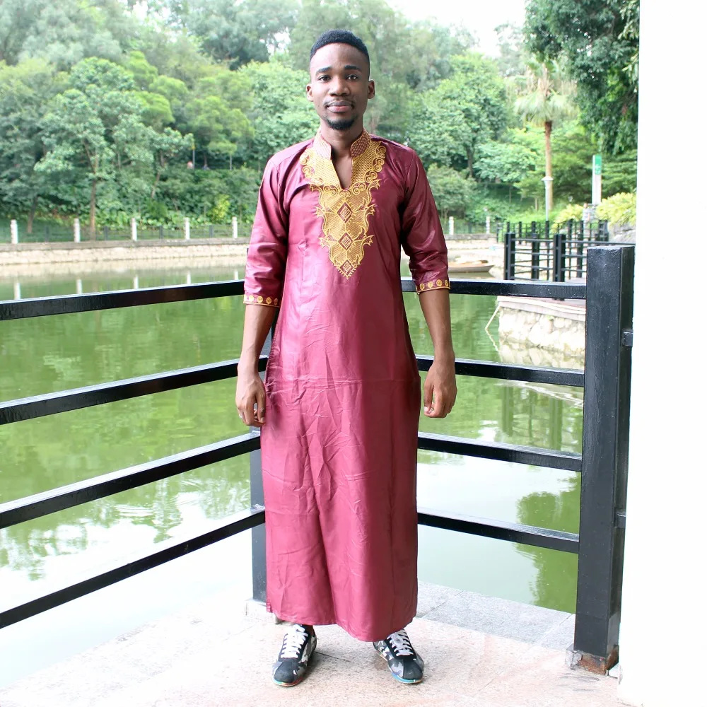 Dashikiage Унисекс Новая мода Базен длинная рубашка африканская вышивка кафтан Дашики с карманами