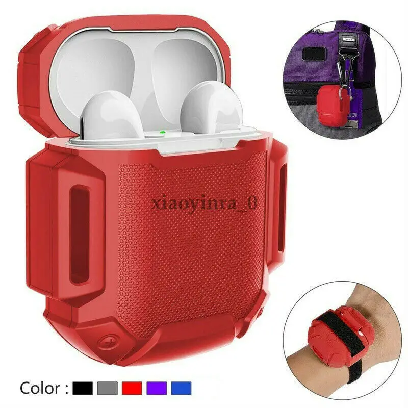 Защитный чехол для наушников с силиконовым чехлом кожаным AirPods ремешком на