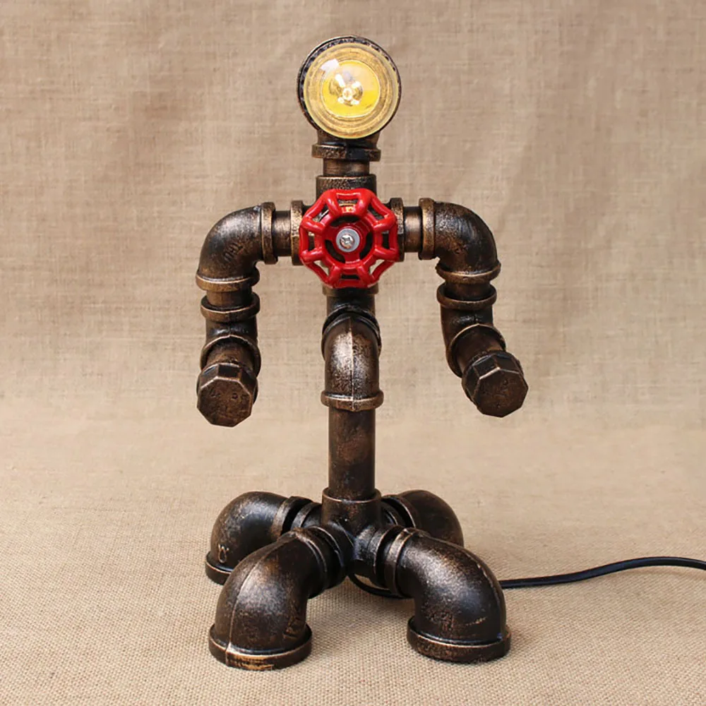 Черная мастерская в стиле арт деко настольная лампа e27 винтажный Ретро робот