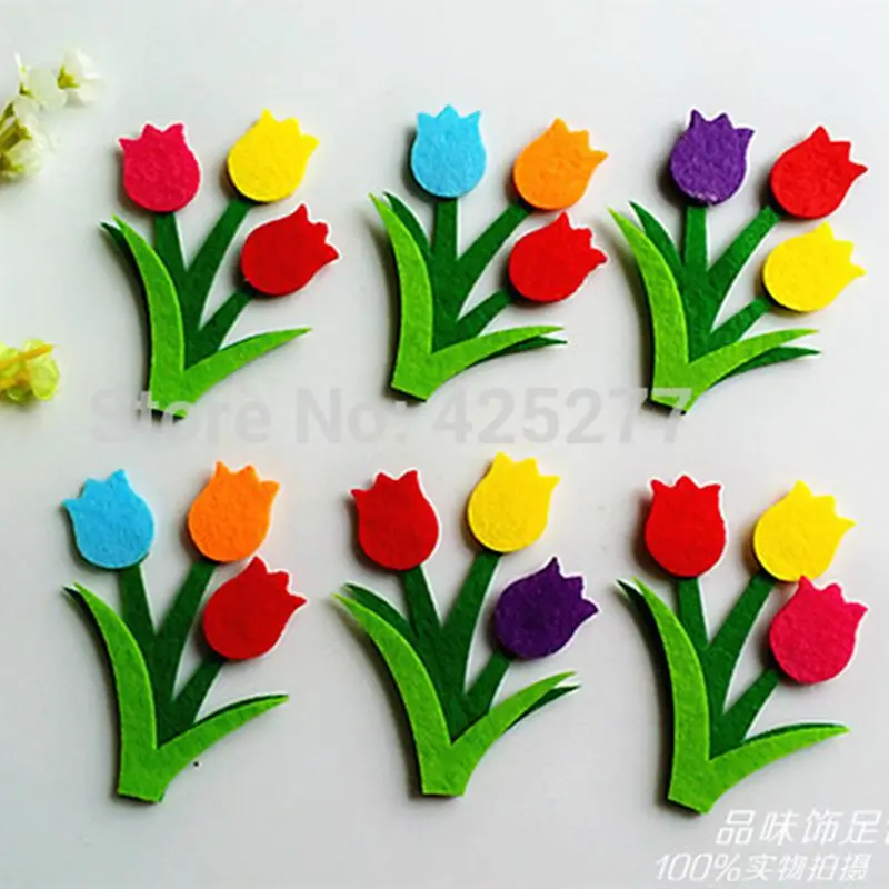 

non-woven mixed tulip of 10*8cm 12 PCS decal DIY accessories free shipping for children 006001014