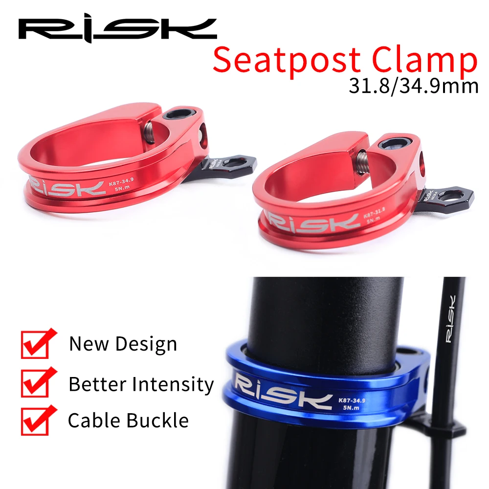 

RISK Bicycle Seat Post Clamp With Cable Organizer Aluminum Alloy Lock Bike Seatpost Clamp Clamping Clip Bike Parts 31.8mm 34.9mm