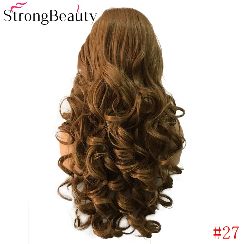 27 StrongBeauty синтетический парик с длинными кудрявыми волосами, натуральные парики, черный/коричневый/клубника/блонд, термостойкие волокна, Косплей парики - Цвет: 27