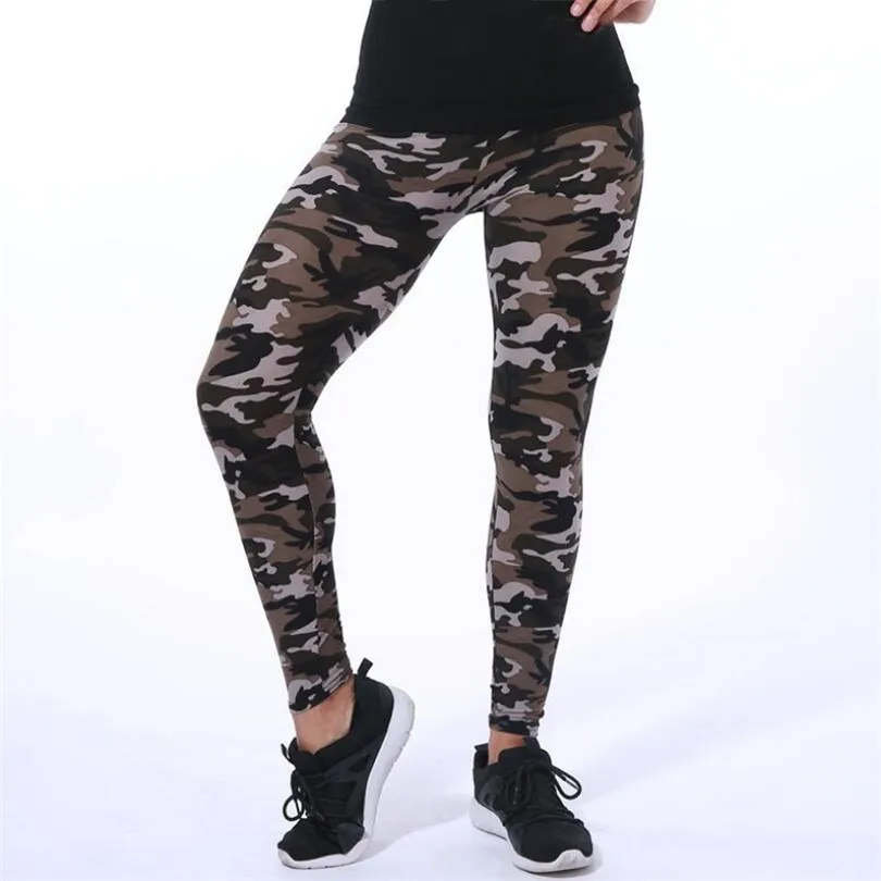 2021 Camouflage Womens for Leggins Graffiti Style Slim Stretch Trouser Army Green Leggings Deportes Pants K085
