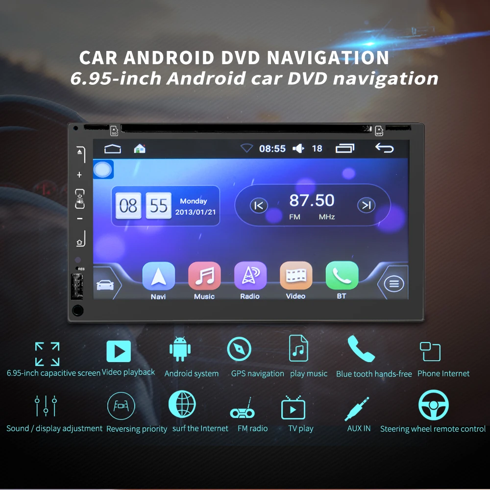 HEVXM Android автомобильное радио 2 Din Авторадио GPS навигация 6 95 дюймов DVD плеер