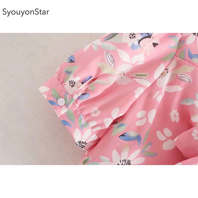 Женская пляжная блузка souyonstar розовая с коротким v образным вырезом и бантом лето