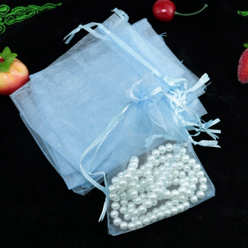 

30x40cm Light Blue Jewelry Package Drawstring Jewelry Bags Large Drawstring Pouches Organza Bags 100pcs/lot