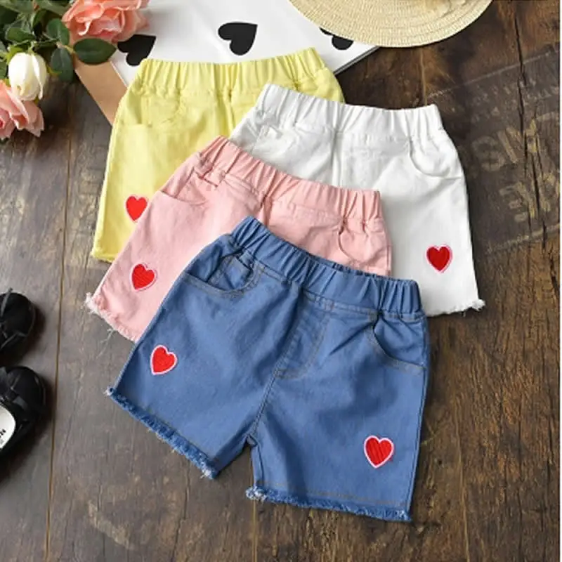 Girls Shorts Thin Girl Jeans Loose Children's Clothes Pants Summer Love Hot Kids Cute Short Pant Pocket Denim | Детская одежда и