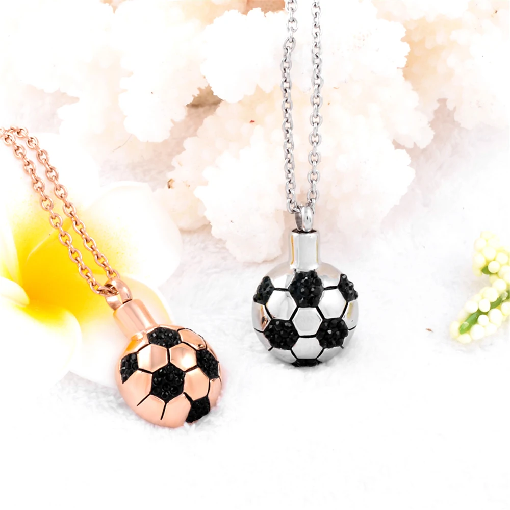 

Football Shape Cremation Urn Necklace Memorial Jewelry Stainless steel Ashes Holder Keepsake Funeral Gift