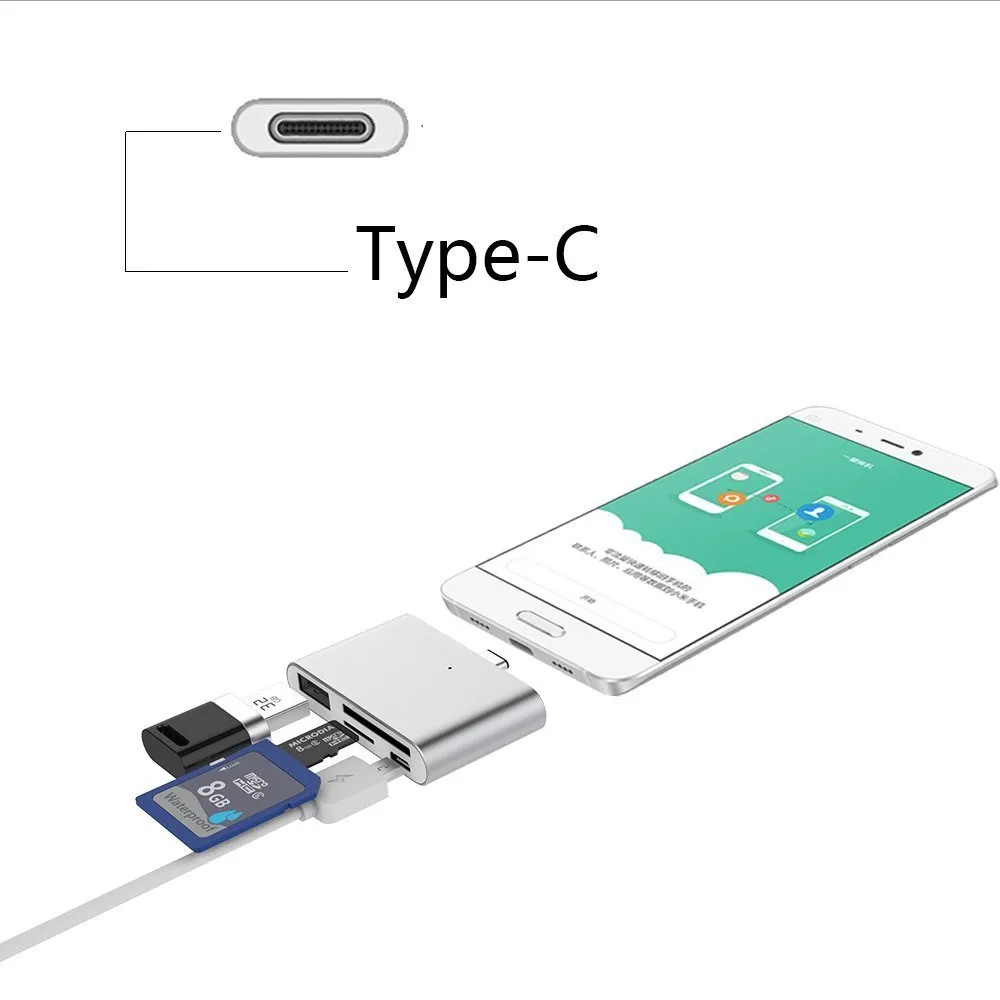OTG картридер USB C к USB2.0 SD Micro многофункциональный 3 1 Тип конвертер для телефона Android