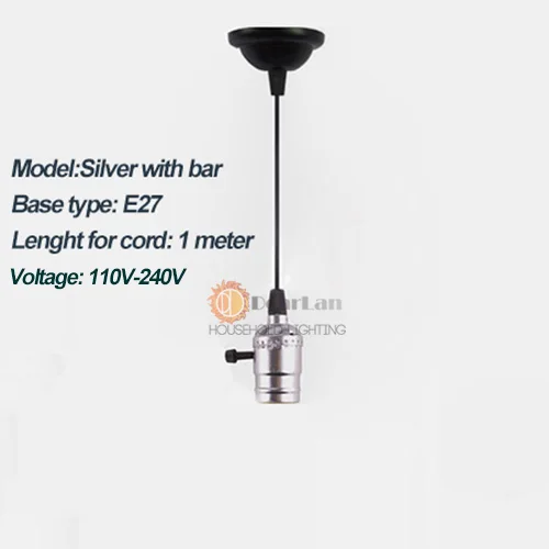 Silver With Bar Отличный декоративный подвесной светильник для Бар/паб/клуб/Кофе магазин, Винтаж падения светильник исключены G80/A19/ST64 для дома/номер(K-60 - Цвет корпуса: Silver With Bar