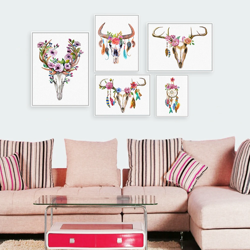 Современная винтажная картина в стиле ретро с изображением животных головы