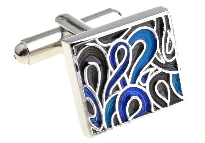 Мужские квадратные запонки из меди Королевского синего цвета | Украшения и